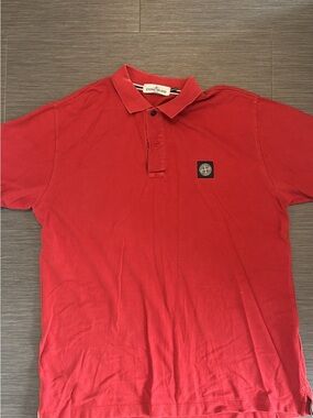 Stone Island Red Polo with Compass Patch